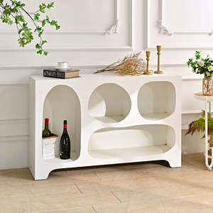 INNOVA Home Modern White <b>Wooden</b> Living Room Cabinet <b>Bookcase</b> with 4 Shelves for Home Office and Living Room Furniture - Product Image 3