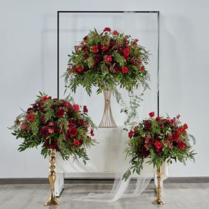 Boule de fleurs artificielle de luxe verte et rose, centre de table floral pour mariage, décoration de table de Noël, thème <span class=keywords><strong>des</strong></span> fêtes - Product Image 5