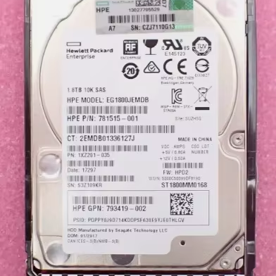791034-B21 1.8TB 10K 12G 2.5" 512E SC SAS ENTERPRISE HARD DRIVE 791055-001