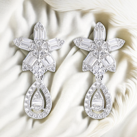 Nouveau concepteur de luxe GRA 925 argent Sterling feuille d'étoile VVS Moissanite goutte lustre boucles d'oreilles pour les femmes pour mariage ou cadeau