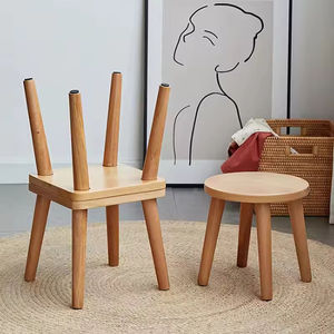 Tabouret à chaussures carré en bois massif de hêtre, couleur naturelle, style nordique, le plus vendu, écologique, durable, moderne, pour salon et chambre - Product Image 3