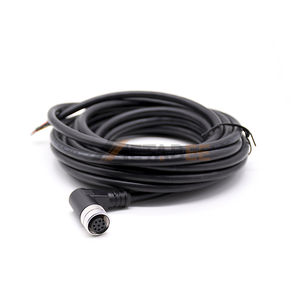 直角M12 8ピンメスケーブルAコード化コネクタAWG24ワイヤ成形工業用センサーコードセット<span class=keywords><strong>90</strong></span>度ソケットアダプター - Product Image 2