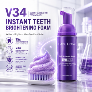 <span class=keywords><strong>Corrector</strong></span> de <span class=keywords><strong>Color</strong></span> <span class=keywords><strong>V34</strong></span> Listo para Enviar, 50 ml, Mousse Espuma Blanqueadora de Dientes Morada, Pasta de Dientes, Marca Privada OEM - Product Image 2