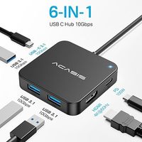 Station d'accueil USB-C 6-en-1 pour 4K 60Hz 10Gbps, avec 3 ports USB-A et 1 port Type-C, Hub de données et adaptateur de charge PD3.0 100W – En stock