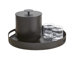 Seau à glace en acier inoxydable avec revêtement en poudre noire, à double paroi isolée, pour vin mousseux, bière, avec pinces et couvercle - Product Image 2