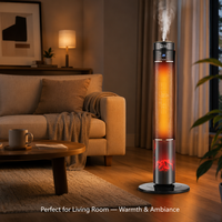 Chauffage électrique à LED réaliste avec fonction humidificateur, radiateur silencieux pour chauffage d'intérieur