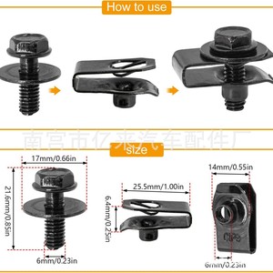 Clip de plástico M6 de Yilai Auto Parts para capó de motor, parachoques y guardabarros con acabado en óxido negro - Product Image 4