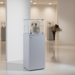 Vitrine encadrée en aluminium 45x45x135cm gris clair avec porte verrouillable et étagère réglable - Product Image 3