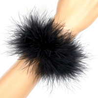 Brassard de bras en plumes d'autruche pour femmes, Bracelet, accessoires de cheveux, vraie plume, fourrure, manchettes de main, mode, anneau, Bracelet, claque