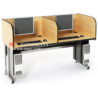Grand bureau en bois et acier, table d'étude en bois pour table d'ordinateur, bureau d'écriture