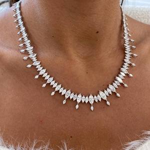 26.00CT Marquise Cut Moissanite Diamond Tennis <b>Necklace</b> 925 Sterling Silver Dainty <b>Statement</b> <b>Necklace</b> Anniversary Engagement - Product Image 5