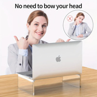 Soporte Ergonómico Transparente de Acrílico para Monitor y Portátil - Elevador Blanco Elegante para iMac, MacBook y Todos los Portátiles, Decoración para Oficina en Casa