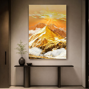 Pintura al Óleo Pintada a Mano, Paisaje de Montañas Doradas al Atardecer, Arte Moderno para Decoración de Pared de Sala de Estar, Sin Marco, Estilo Impresionista - Product Image 2