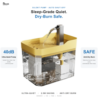 Fontaine à eau pour animaux de compagnie en plastique et acier inoxydable rechargeable, 1,5 L, distributeur d'eau automatique à circulation continue pour chat et chien, sans fil, silencieux