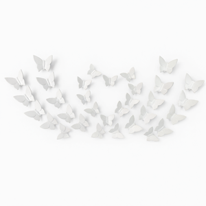 Décoration murale en résine 3D blanche personnalisée en forme de papillon pour salon et décoration intérieure - Product Image 1