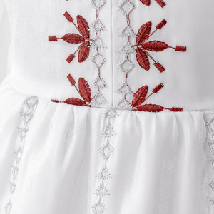 Nuovo Design Abito per Bambini Eid Al-Fitr Ricamato Bianco Costume Islamico Musulmano per Bambini Abiti Lunghi Formali da Damigella con Fiori - Product Image 5