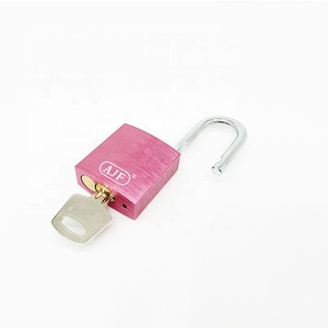 AJF गुलाबी एल्यूमीनियम सुरक्षा ताला अनुमति दी अनुकूलित उत्कीर्णन आयताकार रंगीन ताला एल्यूमीनियम 73x38x19mm A01-A401PK - Product Image 2