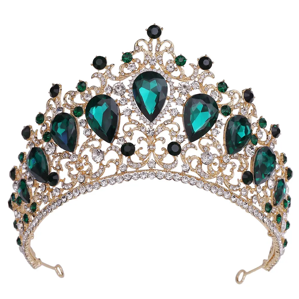 H1347 stile europeo matrimonio accessori per capelli d'oro corona grande corona rossa atmosferica di cristallo barocco compleanno corona nuziale