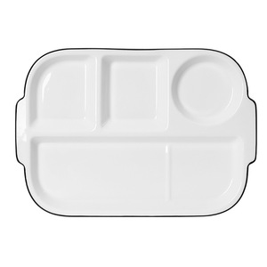 Assiette en porcelaine à trois <span class=keywords><strong>compartiments</strong></span> pour usage domestique, assiette multifonctionnelle pour <span class=keywords><strong>repas</strong></span>, assiette à portions esthétique et élégante - Product Image 5