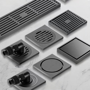 OEM Modern Black Gray Slivery Bathroom Shower Accessories Brass 4 Inch Anti Odor SUS 304 316 Stainless Steel Floor Drain - Product Image 1