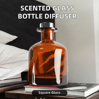 Bouteille diffuseur en verre carrée ou ronde parfumée, prête à être expédiée, pour la maison, la chambre et l'hôtel - Parfum rafraîchissant - Parfum longue durée