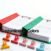 Pince à documents en métal antirouille à tête ronde couleur bonbon, pince à longue queue pour classification de documents de bureau et reliure de factures