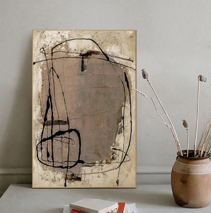 Arte Mural Enmarcado Wabi Sabi, Pintura al Óleo Abstracta Texturizada en 3D Hecha a Mano, Pintura Decorativa Minimalista en Lienzo <span class=keywords><strong>para</strong></span> Sala de Estar - Product Image 5