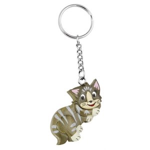 Mini Portachiavi Gatto in Legno, Ciondolo Animale, Accessorio Regalo - Product Image 1