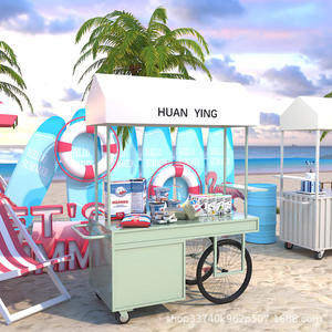 รถเข็นอเนกประสงค์พับได้สำหรับใช้งานกลางแจ้ง 220V รถเข็นเสิร์ฟอาหาร รถเข็นไอศกรีมและบาร์บีคิว รถเข็นจัดแสดงดอกไม้สำหรับขนมและบาร์บีคิว - Product Image 1