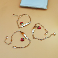 Bracelet en cuivre pour enfants motif fraise, plaqué or 14 carats, chaîne à barre vierge, bijoux en cuivre pour filles - Grande Vente