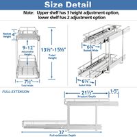 7,5 inch smalle staande, stevige, moderne, minimalistische kastorganizer met dubbele laag, schuifmand, keukenopbergrek, zacht