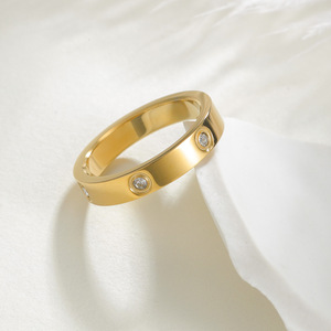 Anello <span class=keywords><strong>di</strong></span> Moda in Acciaio al Titanio, Lussuoso con Diamanti Incastonati, Resistente allo Sbiadimento, Anello Nuziale in Acciaio Inossidabile per Coppie, Uomo e Donna - Product Image 4