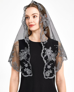 Женская головная уборная накидка с вышивкой в испанском стиле, треугольная католическая вуаль, церковная кружевная мантилья - Product Image 3