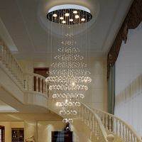 Lustre linéaire moderne pour hôtel, design luxueux en cristal, pour escalier et plafond haut