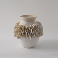 Vase en céramique texturée marron fait à la main, poterie artistique en forme de disque, moderne, luxueux, glaçure mate, étanche, décoration d'intérieur, porte-fleurs pour