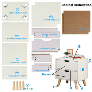 Tùy chỉnh hiện đại gỗ đầu giường Bàn Cạnh Giường ngủ với 2 ngăn kéo và 4 soild chân gỗ - Product Image 5