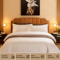 Parure de draps en coton 100% tissé, style classique d'été, taille Queen et King, 200 fils/cm², qualité hôtelière, anti-boulochage, respirant, style européen, housse de couette