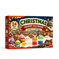 Calendrier de l'Avent de Noël 24 Jours de Surprise, Boîte Mystère Compte à Rebours en Forme de Dumpling Moelleux, Jouets Anti-Stress à Presser pour Enfants