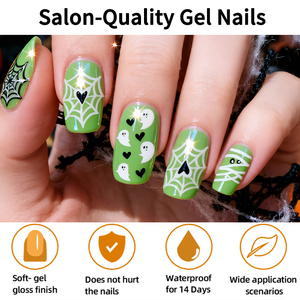 RTS Ungiftige Halbgehärtete <span class=keywords><strong>Gel</strong></span>-Nagelaufkleber 16 Stück Halloween Im Dunkeln Leuchtende Geister-Spinnennetz-Blut-Nagelfolien für Gruselige Partyspaß - Product Image 2