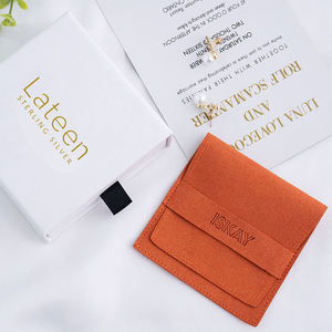 Lateen <b>Small</b> Orange Microfiber & Paper Jewelry Pouch with Envelope Flap Custom Logo <b>Slide</b> Customizable Size Paper Box Packaging - Product Image 5