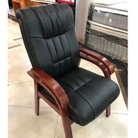 Fauteuil de salon moderne en bois massif et cuir véritable, chaise de réception en acajou, mobilier de maison