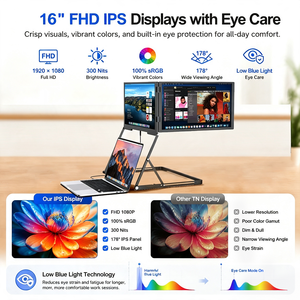 16 inches dual laptop gaming <b>monitors</b> portatil laptop screen extender multiple screen for laptop accessories with type stand - Product Image 6