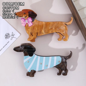 ODM/OEM Pince à cheveux requin en acrylique haut de gamme française, motif chien <span class=keywords><strong>teckel</strong></span> mignon, design créatif de niche, vente en gros - Product Image 1