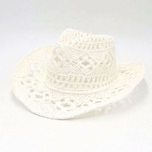 หมวกคาวบอยทรงกลวงสำหรับฤดูใบไม้ผลิและฤดูร้อน หมวกฟางสานมือ ระบายอากาศได้ดี หมวกสไตล์อเมริกันแจ๊ส - Product Image 6