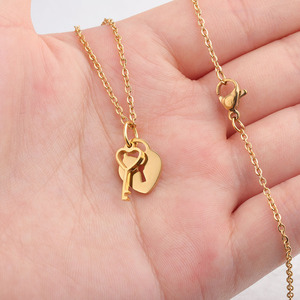 Jqueen — collier en acier inoxydable, pendentif en forme de cœur, clé, serrure synchrone, vente en gros - Product Image 4
