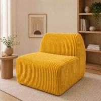 Canapé de sol jaune en velours côtelé, fauteuil paresseux sans cadre tout en mousse, siège moelleux côtelé pour salon, chambre à coucher, petit appartement