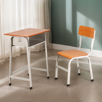 Bureau d'étudiant individuel au design moderne avec chaise, mobilier de classe durable en bois et en métal, adapté à l'utilisation scolaire