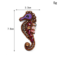 PH074 personnalisé fait à la main animaux marins coquillages hippocampe tortue dauphin perlé strass Patch 3D paillettes Applique pour vêtements
