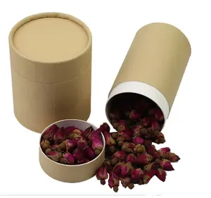 Pesanan kustom kotak tabung silinder bulat biodegradable kemasan ritel teh hijau tabung kemasan kertas kraft