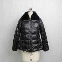 Veste en duvet de lapin Veste bouffante pour femme avec col en fourrure